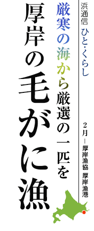 厳寒の海から厳選の一匹を　厚岸の毛がに漁