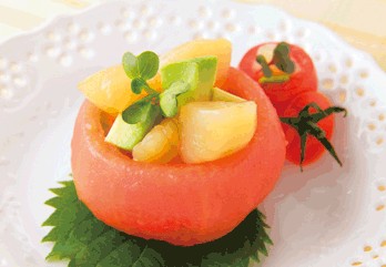プリプリ!わさび醤油deホタテ&アボカドのカップinトマト