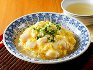 スープ餡かけの天津飯風ほたて丼