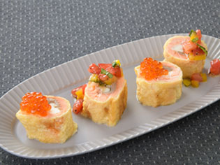 塩秋鮭とモッツァレラの天ぷら