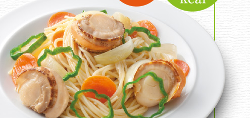 ほたてと彩り野菜のシーフード風味スパゲッティ