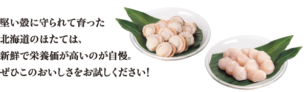 ぜひ北海道のほたてのおいしさをお試しください！