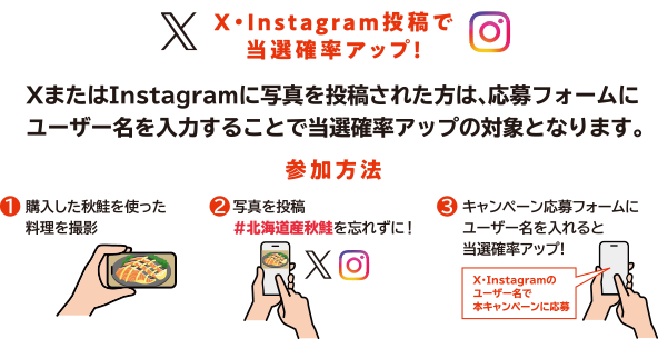 X・Instagram投稿で当選確率アップ!