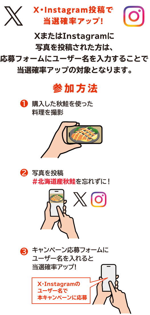 X・Instagram投稿で当選確率アップ!
