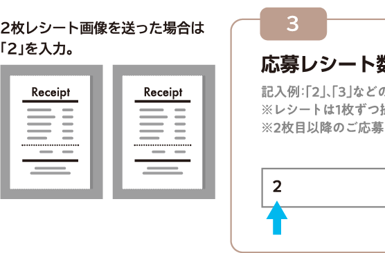 2枚レシート画像を送った場合は「2」を入力