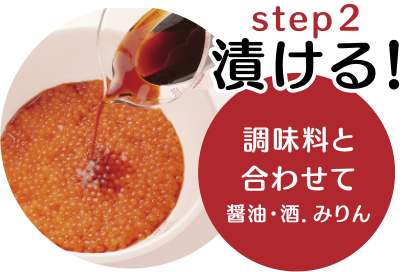 STEP2　漬ける！調味料（醤油・酒・みりん）と合わせて